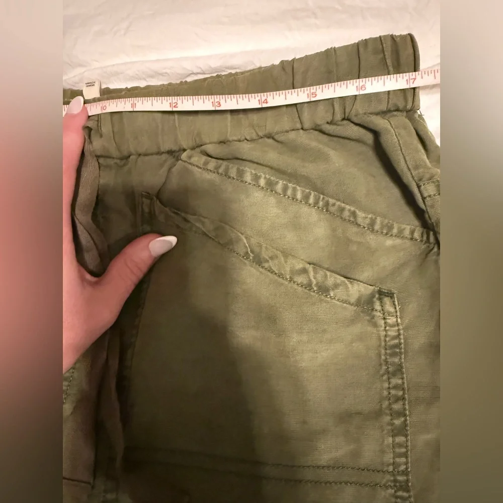 Pilcro Olive Linen Drawstring Shorts - Picture 5 of 7